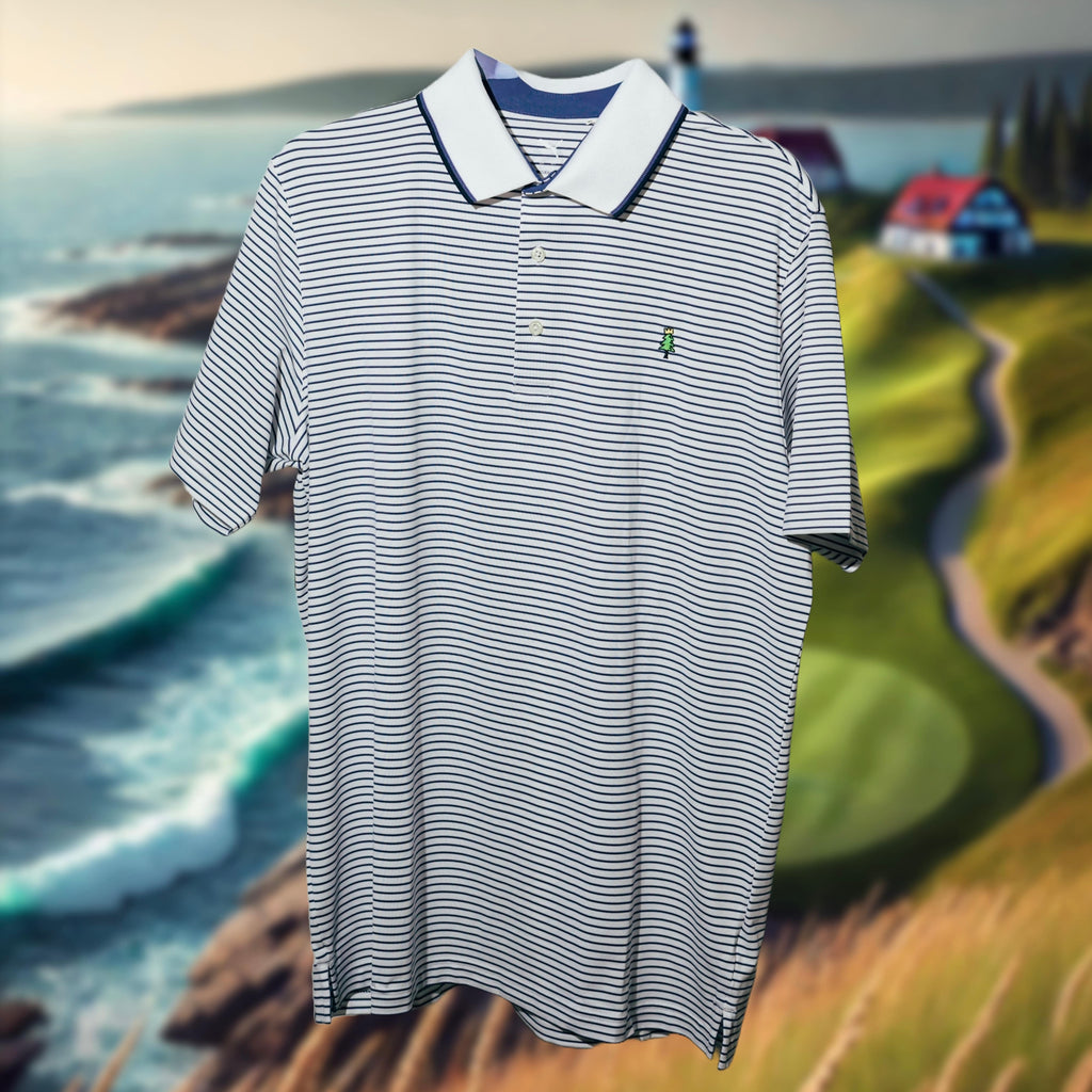 ‘Crowned Tree’ Stripe Polo (Purple)